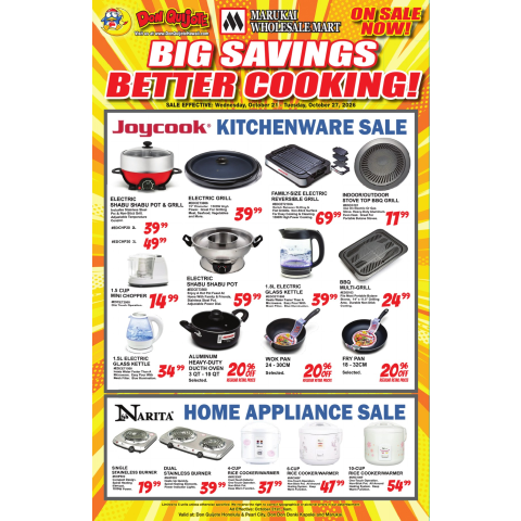 Joycook Kitchenware and Narita Home Appliance Sale October 21 - 27, 2026