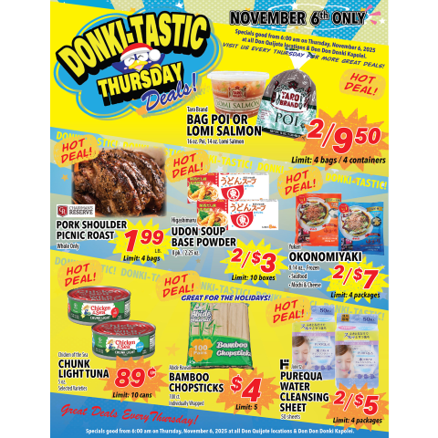 Donki-Tastic Thursday Flyer, Nov 6, 2025
