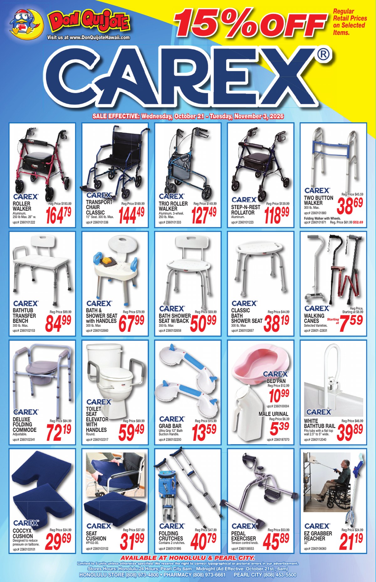 Carex Specials October 21 - November 3, 2026
