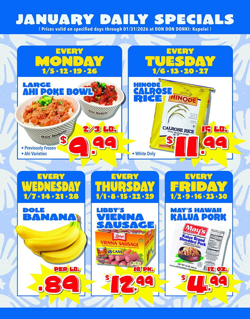January Daily Specials